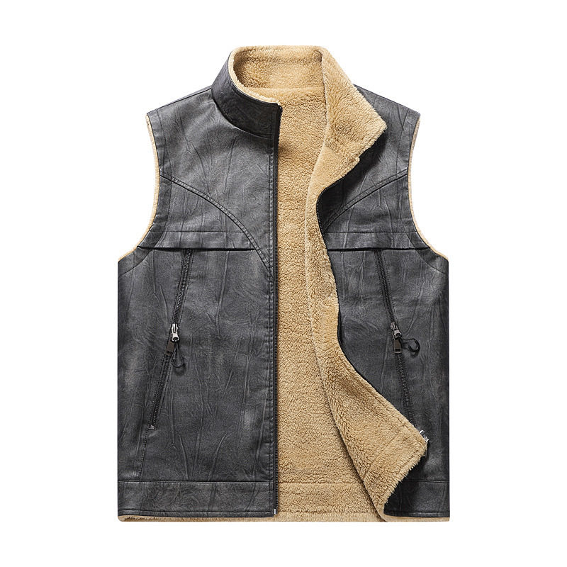 Autumn and Winter New Plush PU - огляд і ціна Leather Work Vest For Men