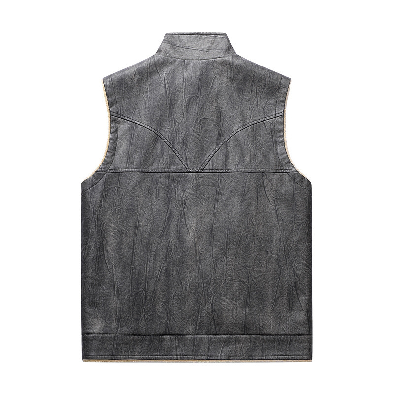 Autumn and Winter New Plush PU - огляд і ціна Leather Work Vest For Men