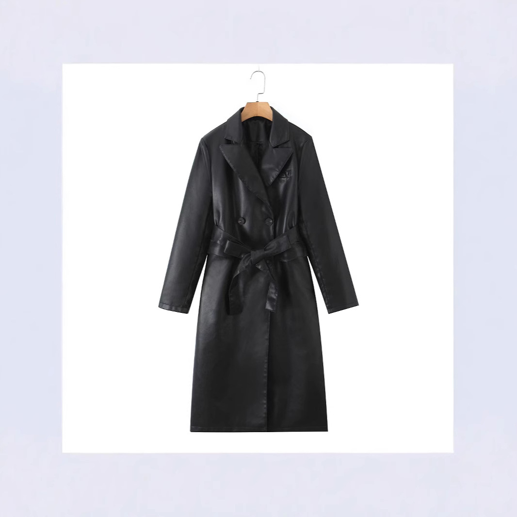 Women Trench Coat Faux Leather - огляд і ціна Leather Work Jacket Women'S