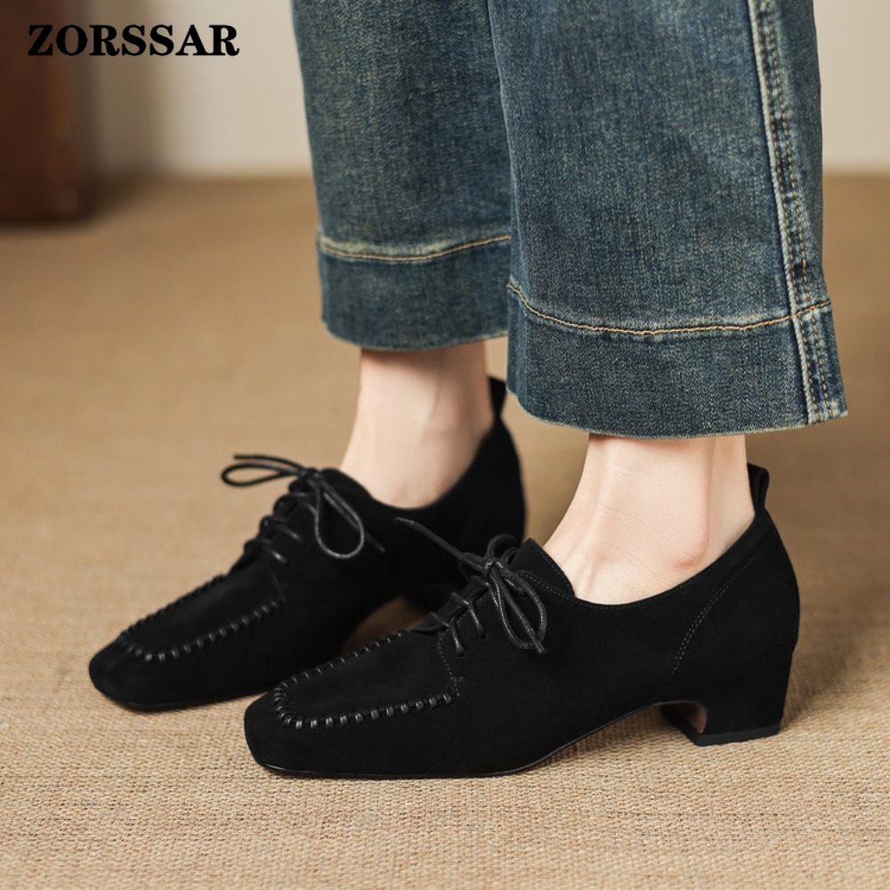 Women's Brown Suede Square Toe - огляд і ціна Leather Work Oxfords