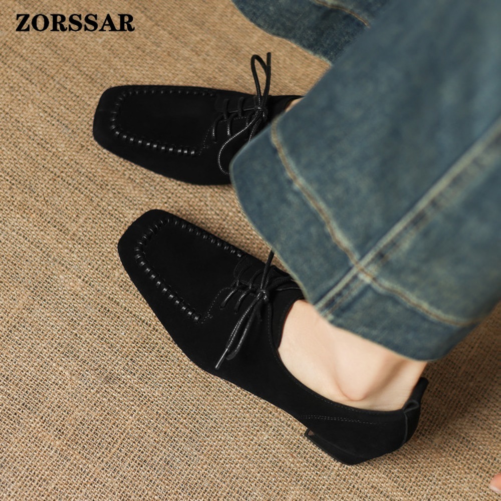 Women's Brown Suede Square Toe - огляд і ціна Leather Work Oxfords