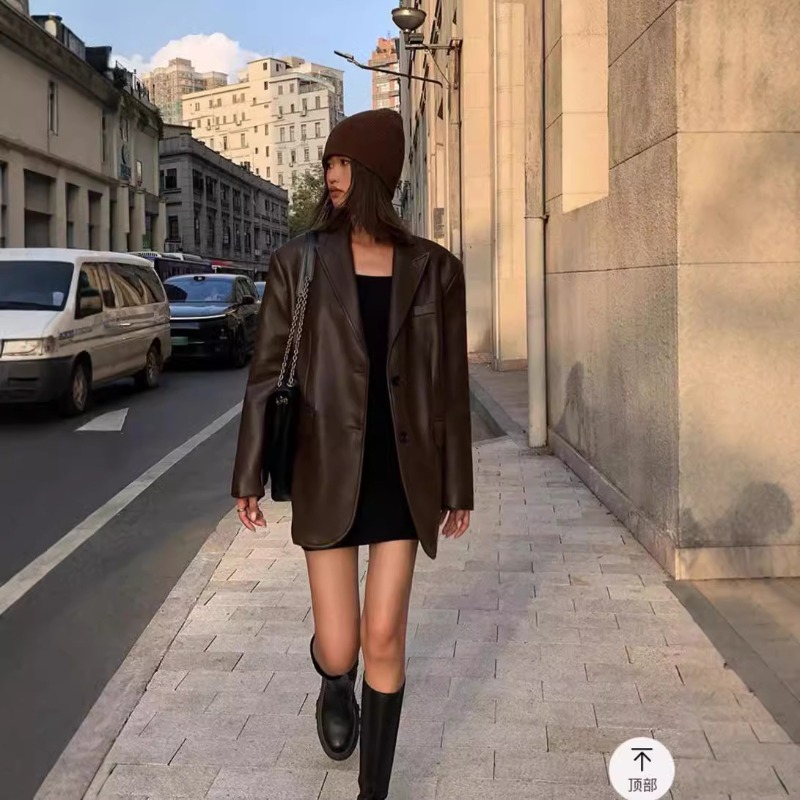 Autumn Winter PU Leather Busin - огляд і ціна Leather Work Jacket Women'S