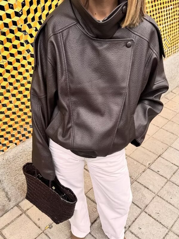 Coats Women Faux Leather Jacke - огляд і ціна Leather Work Jacket Women'S