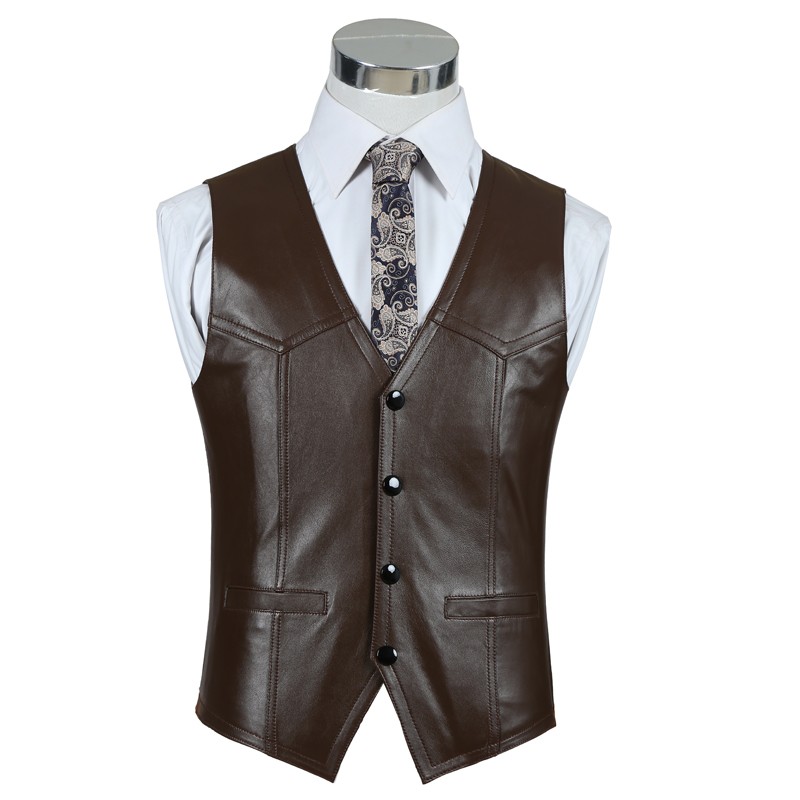 Genuine Leather Sheepskin Vest - огляд і ціна Leather Work Vest For Men